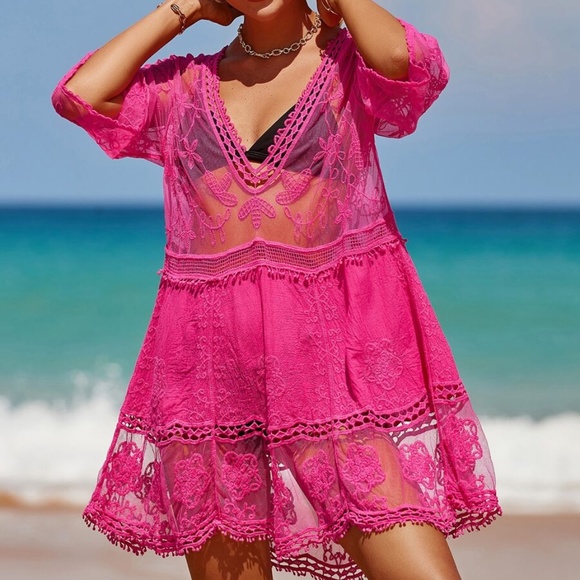 BellanBlue Other - Bohemian Floral Embroidered Beach Cover up